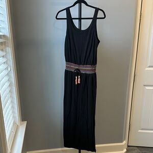 Soluna Swin Black Maxi Dress with Colorful Waistband - Sz S
